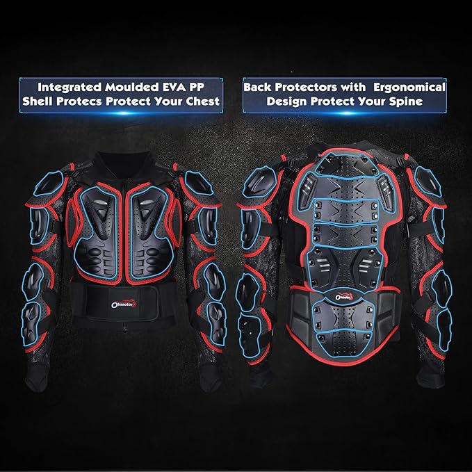 OHMOTOR Motorcycle Body Protective Jacket Armor Men, Motocross Riding Protective Gear,ATV Dirt Bike Chest Spine Protector