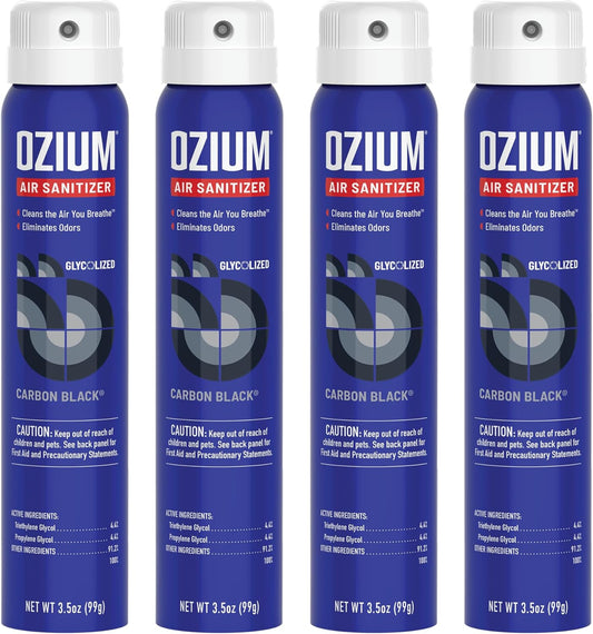 Ozium 3.5 Oz. Air Sanitizer & Odor Eliminator for Homes, Cars, Offices and More, Carbon Black Scent, 4 Pack