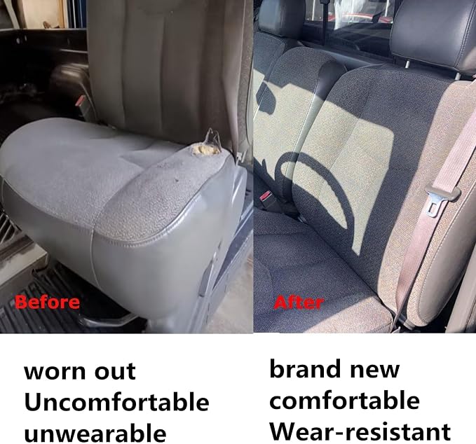 GXARTS Driver & Passenger Bottom & Top Lean Back Replacement Seat Covers Fit for Chevy Silverado GMC Sierra 1500 2500HD 3500HD 2003 2004 2005 2006 2007 Cloth Gray #69C