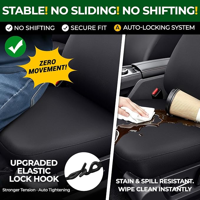 Car Seat Covers Fit for Nissan Rogue Altima Sentra Versa: Faux Leather Front Seat Covers Waterproof Automotive Seat Protector(2 Seats Black)