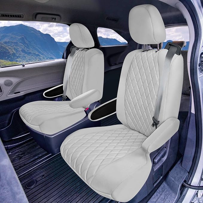 FH Group Custom Fit Car Seat Covers Specifically Made for Toyota Sienna 2021-2024, Solid Gray Ultraflex Neoprene Full Set Automotive Seat Covers, 7 Seater SUV Seat Covers, Toyota Accessories