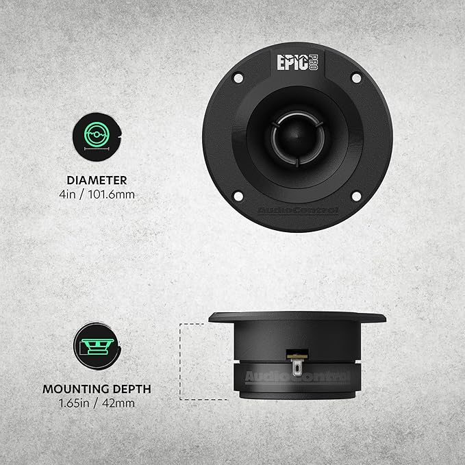 AudioControl EPICPRO4T Epic PRO 4” Compression Bullet Tweeter Car Speakers Set (Pair), 120W Max, 4 Ohms, Tweeter Crossover Included, Pro Audio High SPL Tweeters for Car Audio System