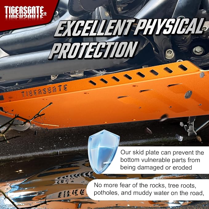 Aluminium Skid Plate Lower Engine Chassis Protection Guard for 2014-2023 Harley Touring Street Electra Road Glide King, Orange