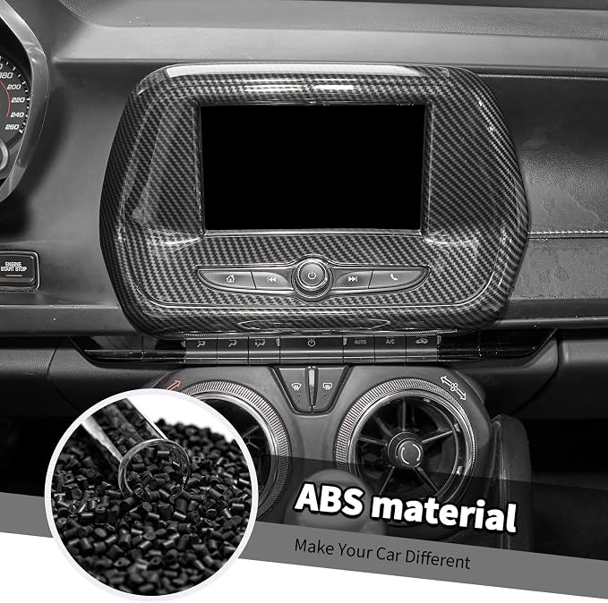 Jimen Fit for Chevrolet Camaro 2017-2024, 6PCS Carbon Fiber Interior Trim Kits - Navigation Screen Cover, Gear Shift Panel Trim