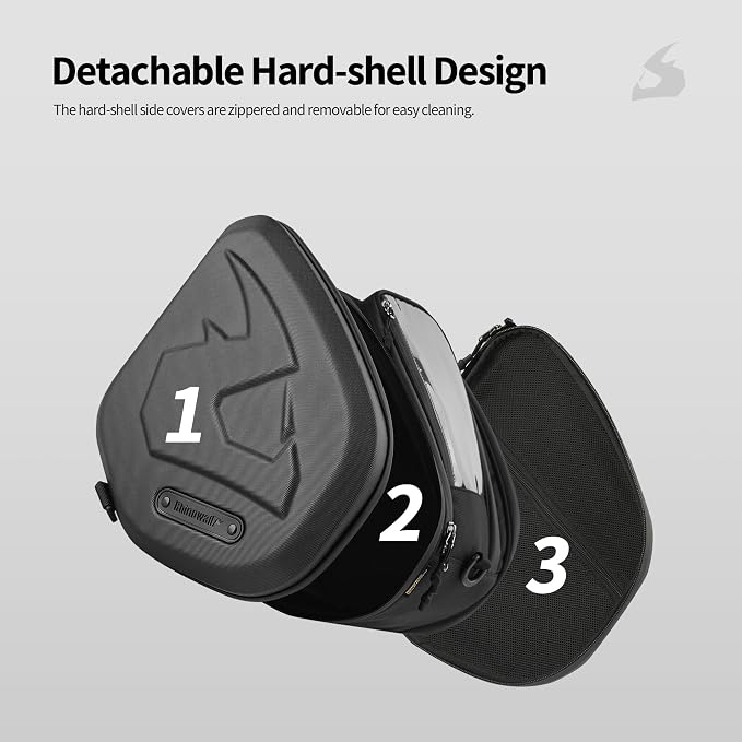 Rhinowalk Motor Scooter Tunnel Bag, 16L Hard Shell Storage Bag for Step-Through Scooters with Center Tunnel, Motorcycle Fuel Tank Storage Bag with Touchscreen Pocket & Rain Cover