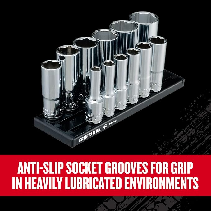 CRAFTSMAN V-SERIES Socket Set, Deep SAE, 3/8 Inch Drive, 12 Piece (CMMT17360V)