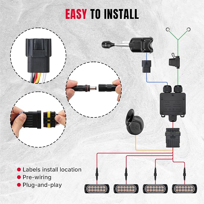 Oumurs UTV Turn Signal Kit with Lever Column Switch, 110dB Horn, Plug and Play, Pre-Wired Blinker Column Switch Compatible with Polaris, Golf Cart, Teryx, Can-Am, CFMOTO, ATV