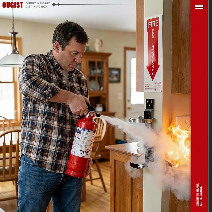 Ougist ABC Fire Extinguisher with Home Wall mount Bracket, Quick-Release Handle,2.5lb Dry Chemical Fire Extinguisher kit for home, business and kitchen, Office (Model FF1KG)
