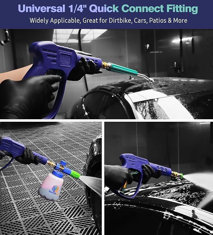 YeewayVeh High Pressure Washer Gun with 3/8" Quick Connect and M22 14mm / 15mm Fitting, Pressure Washer Wands with 5 Nozzles Tips, Power Washer Gun for Car Wash (5000PSI, 8 GPM)