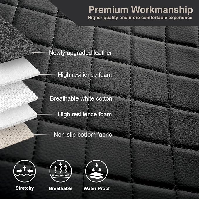 GIANT PANDA Custom Fit Rear Bench Back Seat Cover for Toyota Corolla 2020 2021 2022 2023 2024 Hybrid (LE,SE,XLE), Luxury Seat Covers for car, Faux Leather Polyester Fiber Interior Cover in Black