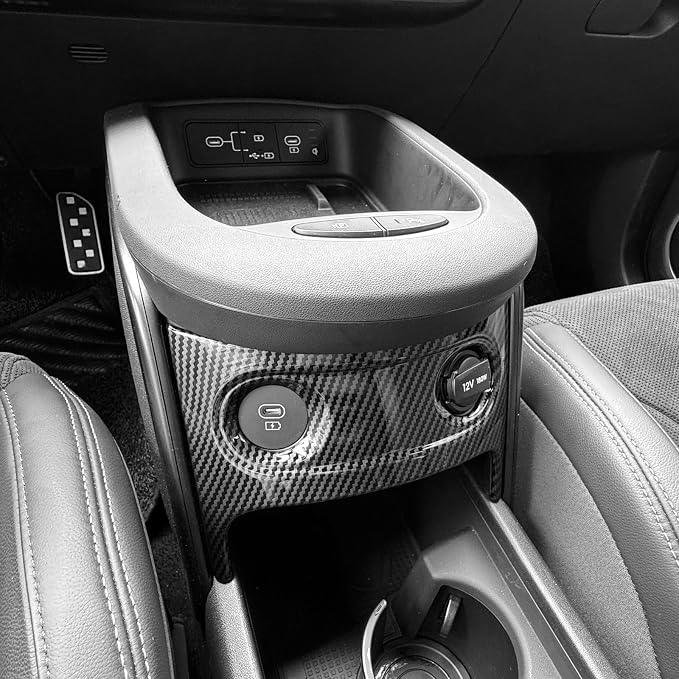 Carbon Fiber Style Car Front USB Charging Port Cover,Charging Port USB Protective Decorative Compatible with Hyundai Ioniq 5 N Accessories