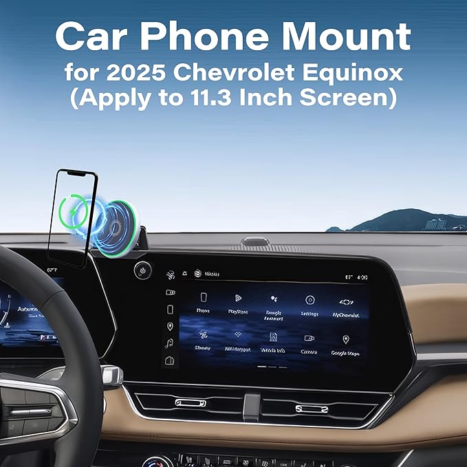Car Phone Holder for Chevrolet Equinox 2025 Accessories Apply to 11.3 Inch Touch Screen15W Fast Wireless Charger Screen Fixed Clip Cell Phone Mount Hands-Free 360 Degree Rotation
