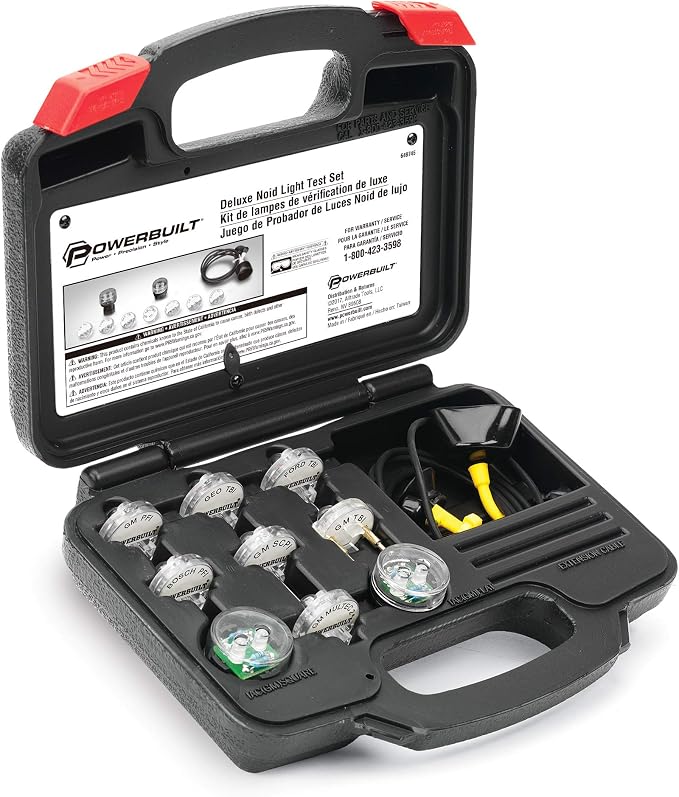 Powerbuilt Deluxe Fuel Injection Test Noid Light Tool Set, Kit Tests Vehicle Electronic Fuel Injectors and Idle Air Control Valves - 648745,Black