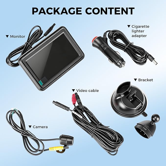 RV Backup Camera Plug and Play, No Delays HD 1080P Rear View Camera with Monitor IR Night Vision, Car Rear View Camera Fit for Truck Trailer Camper Tractor