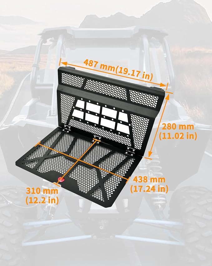 Vented Engine Cover for Polaris RZR XP 1000 / RZR XP Turbo 2014-2023, Aluminum Quick Open Breathable Rear Vented Bed Cover Access Panel(Replace #5454273)