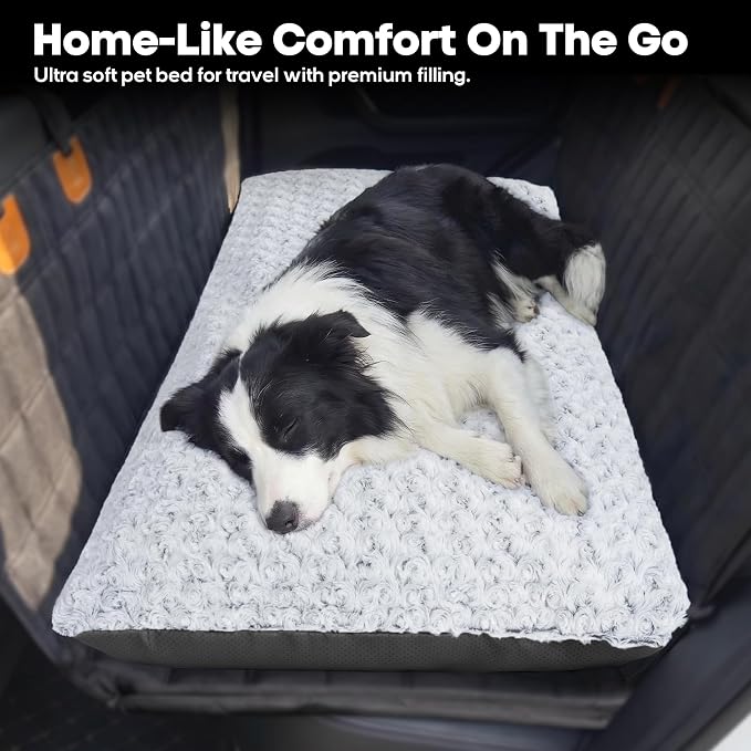 Loiion Dog Car Bed with Removable Washable Cover, 48x24.5in | Non Slip Travel Dog Bed, Waterproof Dog Bed Car Seat Fits SUVs Sedans Trucks, Machine Washable Cover With Zipper, 3in