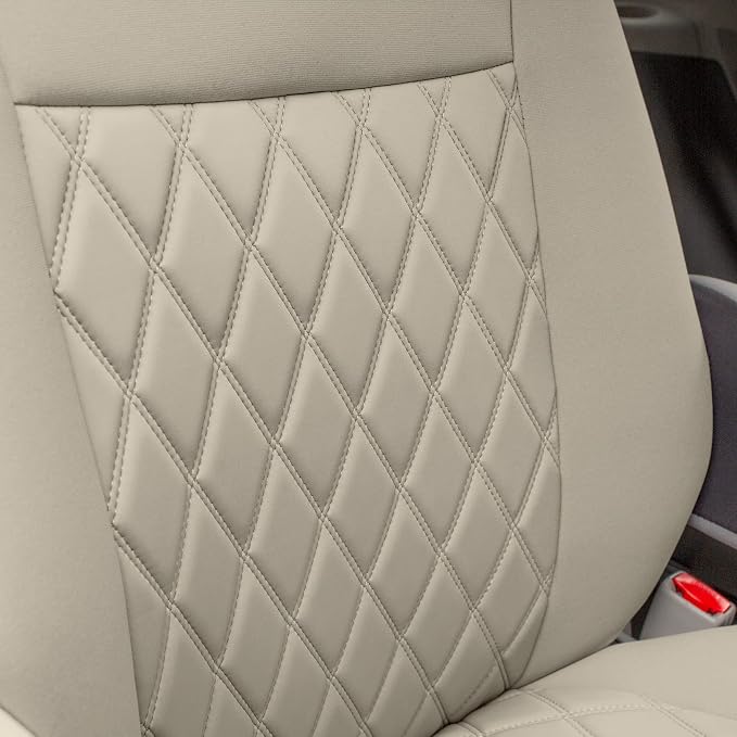 FH Group Custom Fit Car Seat Covers Specifically Made for 2011-2020 Toyota Sienna 7-8 Seater with Ultraflex Neoprene Water Resistant Automotive Seat Covers - Front Set Solid Beige