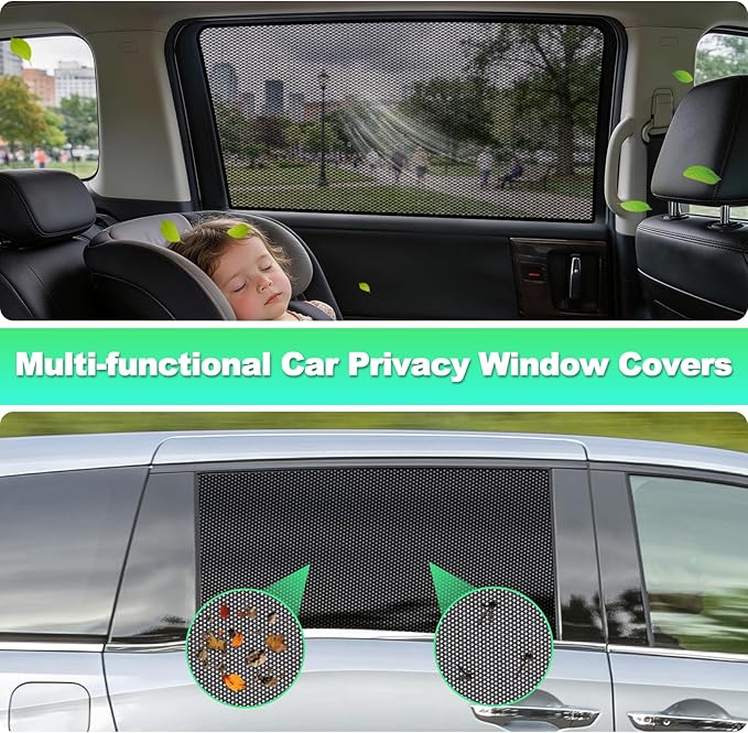 Car Window Shades for 2018-2024 Odyssey - Rear Side Window Sun Shade for Baby, Breathable Mesh Privacy Window Covers, UV Protection & Heat Insulation for Travel, Napping, Camping
