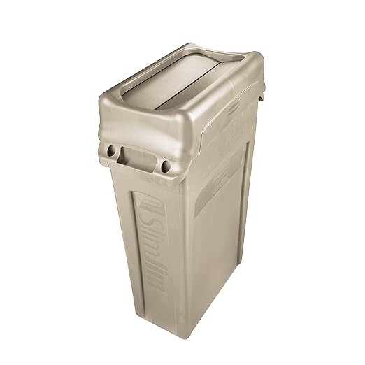 Rubbermaid Commercial Products SLIM JIM Swing Lid for Use with 16/23 Gallon Vented Slim Jim Containers Beige for Kitchens/Classrooms/Offices/Back of House