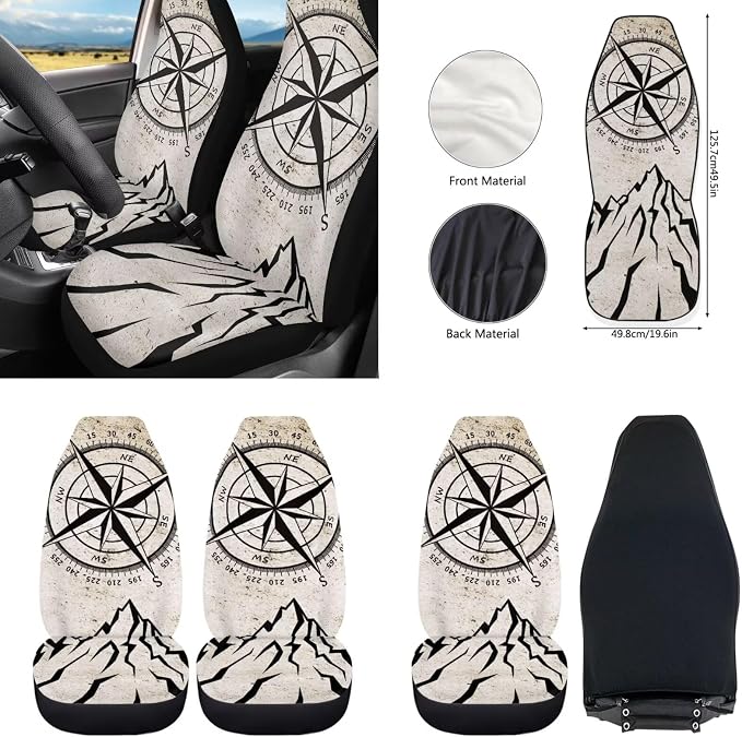 Howilath 10 Packs Car Front Seat Covers Set with Keychain/Seatbelt Pads/Steering Wheel Cover/Armrest Cushion/Coasters Interior Accessories Fit Sedan Truck Van