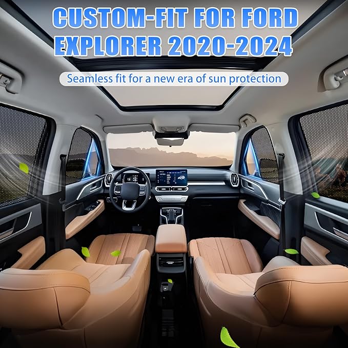 ZATOOTO Car Window Shades for Ford Explorer 2020-2024, Sun Shade for Side Windows Breathable Mesh Car Window Screen for Camping, Protecting Your Baby from 99% UV Rays and Heat, Free-Glare