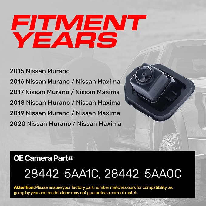 Master Tailgaters Replacement for Nissan Murano (2015-2020), Maxima (2016-2020) w/o AVM Backup Camera OE Part # 28442-5AA1C, 28442-5AA0C