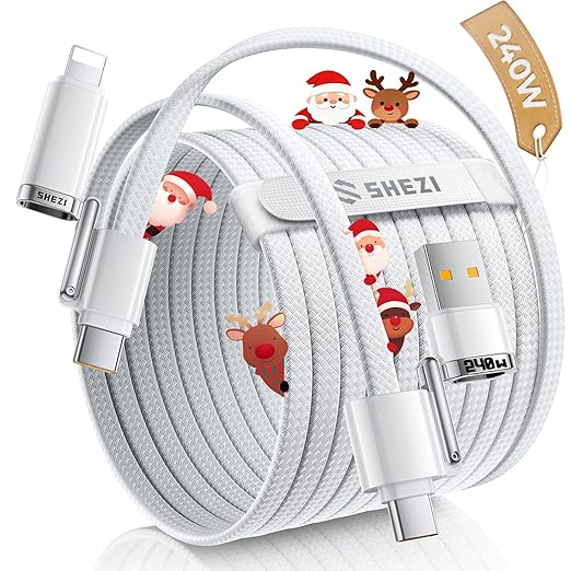 SHEZI Braided USB C to USB C Cable, 240W 4 in 1 Charging Cable 5FT, Fast Charging USB A/C to Lightning/Type C for iPhone 17 16 15 14 Pro Max/MacBook/iPad/Samsung, Multi Charger Cords for All Devices
