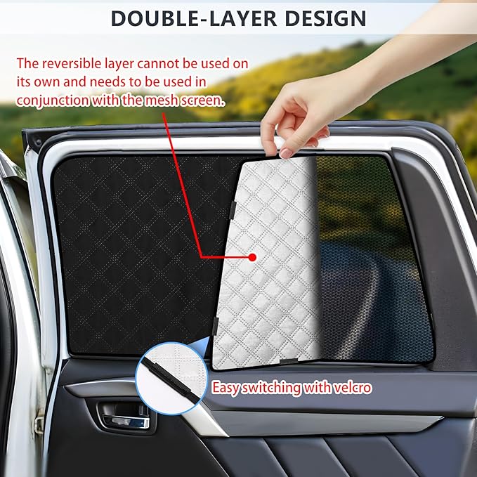 ZATOOTO Car Window Shades for Outback 2015-2020, Double Layer Blackout Shade with Breathable Mesh Screen and Reversible Window Cover Design Privacy & UV Protection for Travel Trip Camping