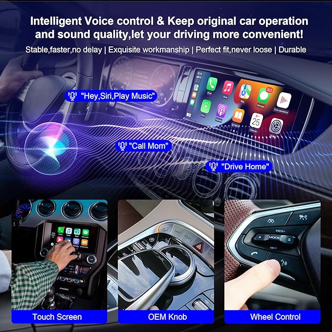 2025 Upgraded Wireless Carplay Adapter for iPhone, Plug&Play Auto-Connected Carplay Wireless Adapter Stable Fit for Cars-No Latency, BT5.3 CarPlay Dongle for Apple iPhone iOS 10+, Grey