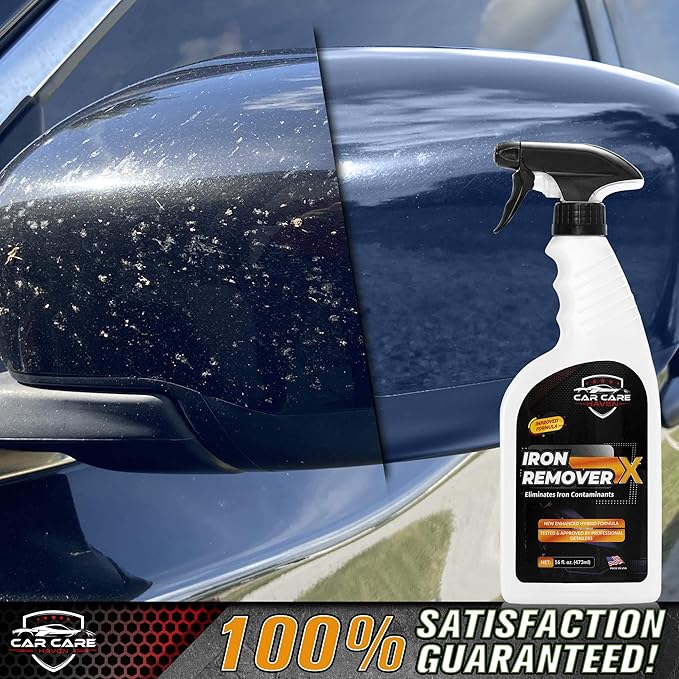 Car Care Iron Remover X, Car Detailing Iron Rust Remover-Wheel, Paint, Ceramic-Cleaner-Car Cleaner Exterior Care Products, Colorless Rim Cleaner, Decal Remover-Use before Clay Bar (32 Fl Oz Spray)