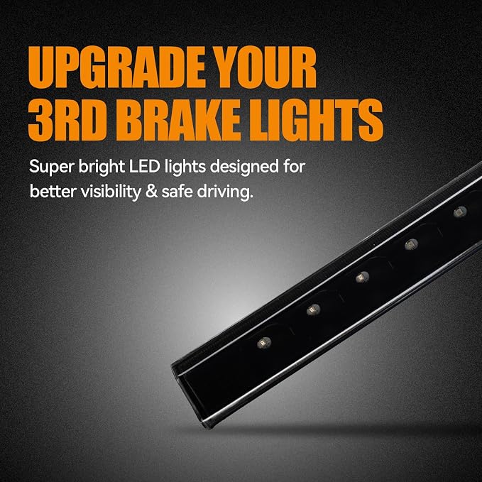 Third 3rd Brake Light LED for 2013-2018 Toyota Rav4, High Mount Rear Brake Lights Assembly for 2010-2019 Lexus GX460, Waterproof Center Cab Lamp Stop Light (Black)