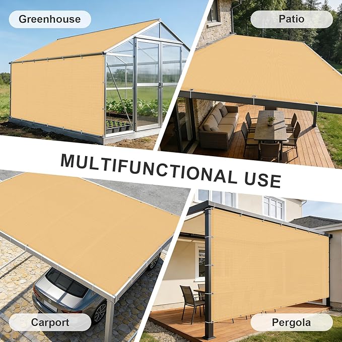 Cool Area Sun Shade Cloth with Grommets 3×13 FT Shade Panel Shade Tarp Screen Fabic for Outdoor Patio Pergola Cover Deck Garden, Sand (Customized)