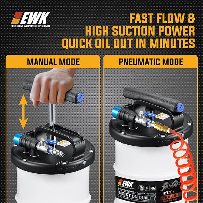 EWK 6.5L Pneumatic/Manual Oil Extractor, Oil Change Pump for Automotive Fluids Vacuum Evacuation, Fluid Extractor Pump Tool for DIY Mechanics