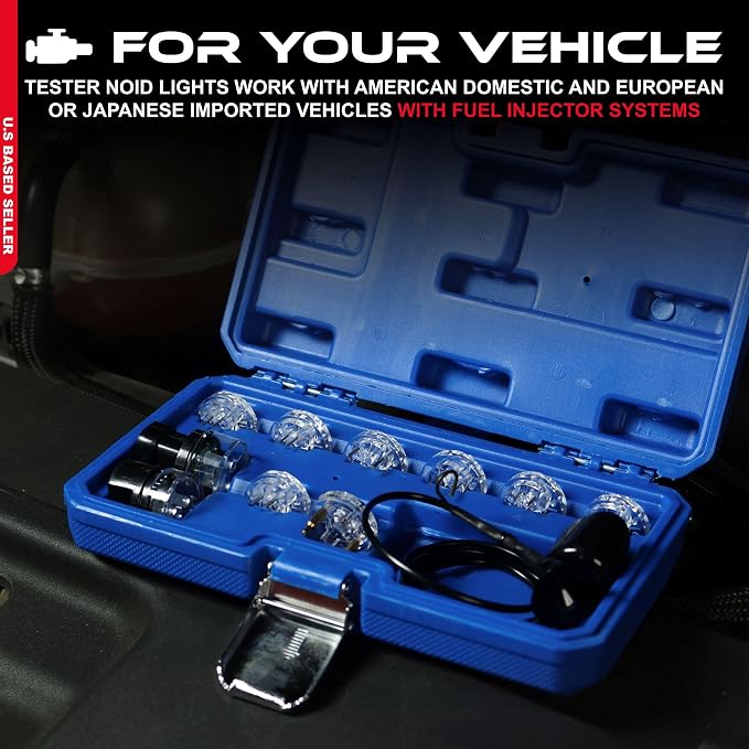 ABN Deluxe Noid Light Test Kit, Fuel Injector Tester Tool Noid Light Set, Fuel Light Fuel Injector Tester Kit 10-Piece