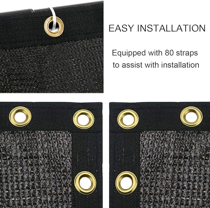 Sunnyglade 6 feet x 50 feet Privacy Screen Fence Heavy Duty Fencing Mesh Shade Net Cover for Wall Garden Yard Backyard (Black, 6 ft X 50 ft)