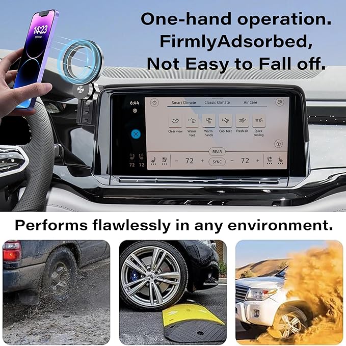 Car Phone Holder for VW Atlas 2024 2025 2026/ VW Altas Cross Sport 2024 2025 2026 Accessories Apply to 12 Inch Touch Screen Fixed Clip Magnetic Cell Phone Mount Hands-Free 360° Rotation