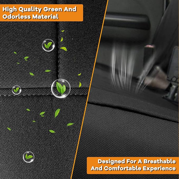 Truck Seat Cover Compatible with 1995-2000 Toyota Tacoma, Knitted Front Bench 60/40 Seat Covers with 2 Headrests and Center Console, Black