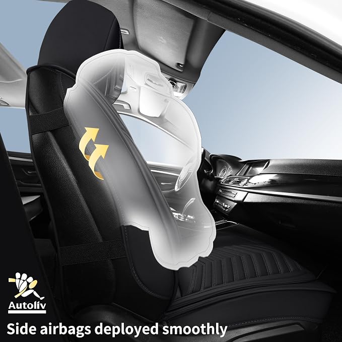 HChengkikz Nappa Leather Car Seat Covers Full Set, Black Car seat Protector 5 Seats, Waterproof Car Seat Cushion, Universal Automotive Seat Covers Fit for SUV Truck Pick-up Sedan, Front and Rear