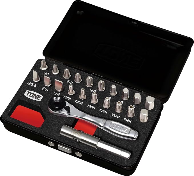 TONE Bit Ratchet Set BRS20MBK 1/4" Hex Shank Bit Black 22-Piece