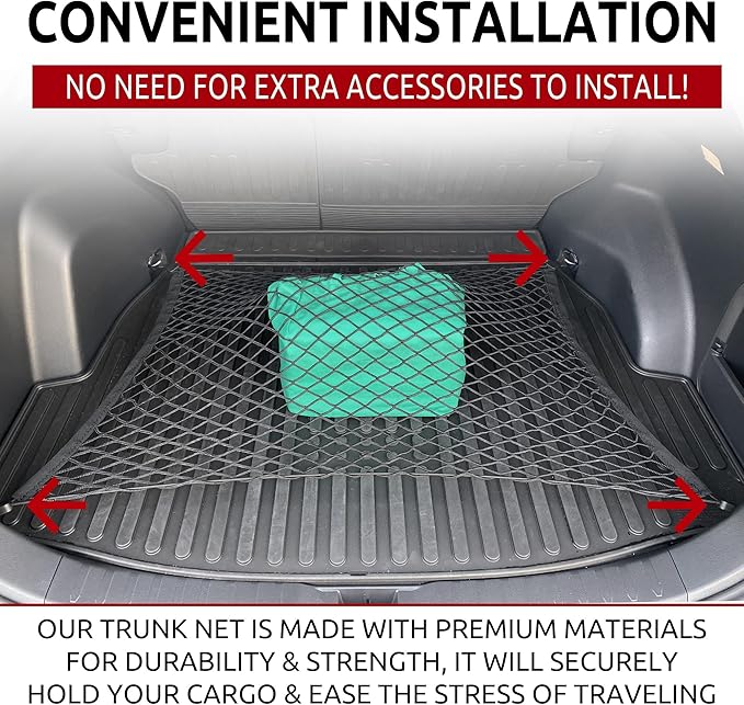 Envelope + Floor Style Trunk Mesh Cargo Net for Toyota RAV4 Hybrid Prime 2019-2024 - Car Accessories - Premium Trunk Organizer and Storage - Vehicle Carrier Organizer for Toyota RAV4