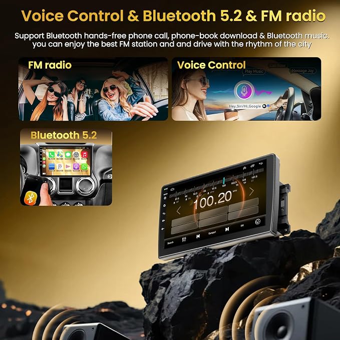 (8Core + 64GB) 10.2 Inch QLED Touch Screen Car Radio for Dodge RAM 1500 2500 3500 2009 2010 2011 2012 with Carplay and Android Auto, Support Bluetooth,WiFi,GPS,FM Radio,Backup Camera & SWC