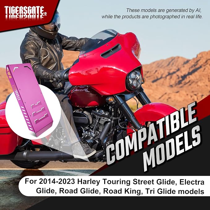 Aluminium Skid Plate Lower Engine Chassis Protection Guard for 2014-2023 Harley Touring Street Electra Road Glide King, Purple