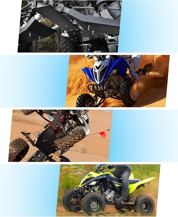 Full Chassis Glide & Swing Arm Skid Plate Gaurd for Yamaha Raptor 700 700R 2006-2025, Combined ATV Aluminum Full Chassis Frame Skid Plate Replace# 1AS-F84NO-V0-00 GYT-1S333-00-AL