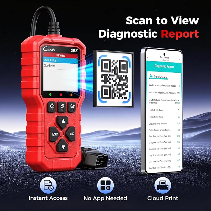 LAUNCH CR329 OBD2 Scanner, Car Code Reader for Check Engine Light, Read & Clear Codes, Live Data, Battery Test, Cloud Print Car Scanner, Diagnostic Scan Tools for All OBDII Vehicles After 1996