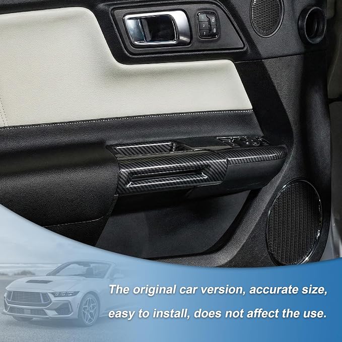 Carbon Fiber Window Lift Switch Panel Cover Compatible with Ford Mustang 2024 2025
