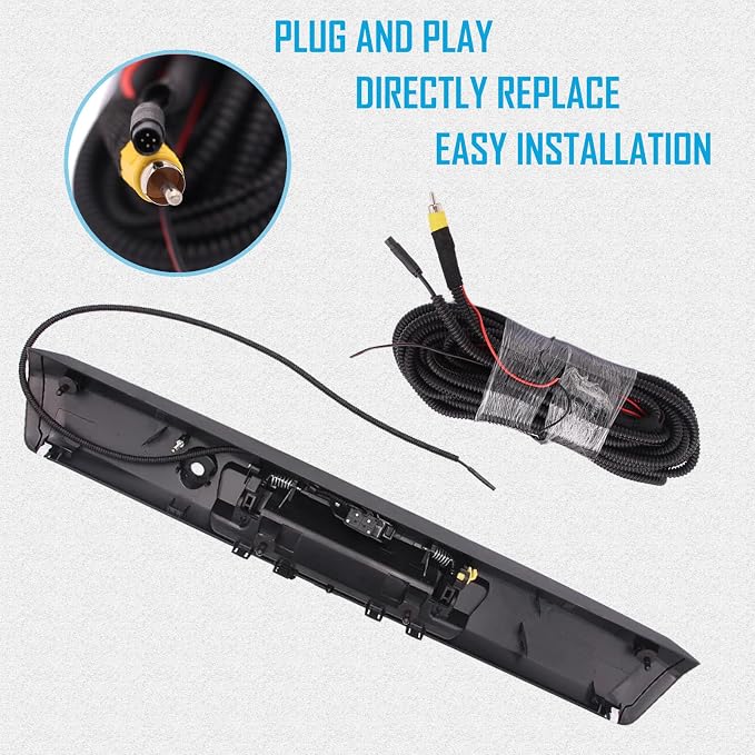 Tailgate Handle with Backup Camera for 2017-2022 Ford F250 F350 F450 Super Duty Without Release Button Pickup Truck Rear View Parking Reverse Camera Replacement OE# HC3Z-9943400-NB HC3Z-9943400-NA