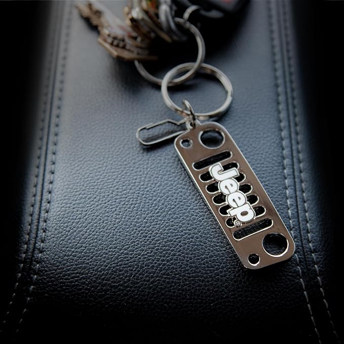 Plasticolor 008886ZA1 Jeep Wrangler License Plate Frame Grill Key Chain and 2pc Auto Coaster Assortment - 4 piece kit