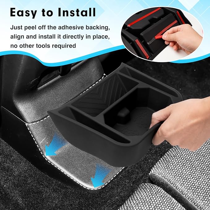 Canvcle Rear Center Console Organizer for 2024-2025 2026 Toyota Land Cruiser LC250 5-Seat Accessories, Rear Seat Organizer Insert Tray, Rear Aisle Storage Box Under Air Vent Tray Silicone Material