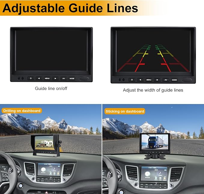 RV Backup Camera, HD 1080P Rear Cam Reverse Back up Camera System with 7 Inch Monitor for RV Truck Trailer Pickup SUV Camper Jeep Car
