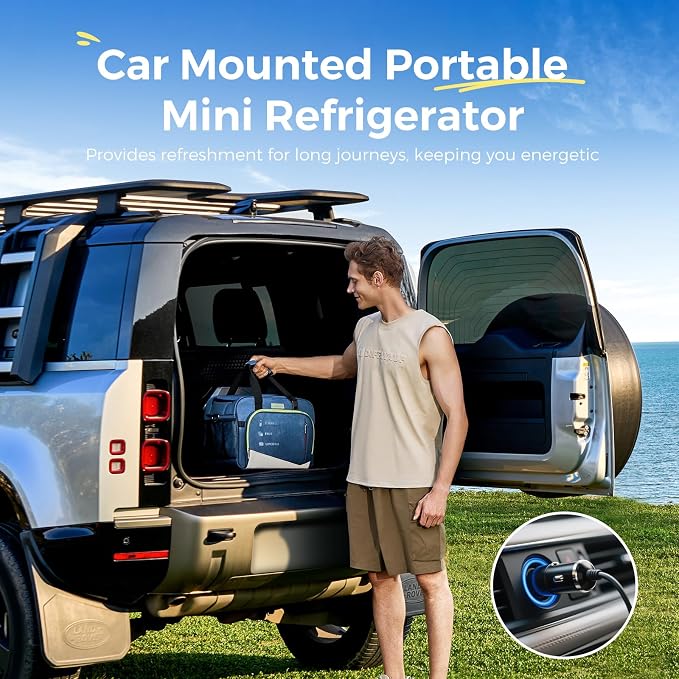 outohome Electric Portable Cooler Plug in 12V Car Cooler Bag, Warmer Bag for vehicle, DC Power Cord,25L Insulated Lunch Bag for Family Outings, Grocery,Camping,Truck Drivers,All Season ﻿